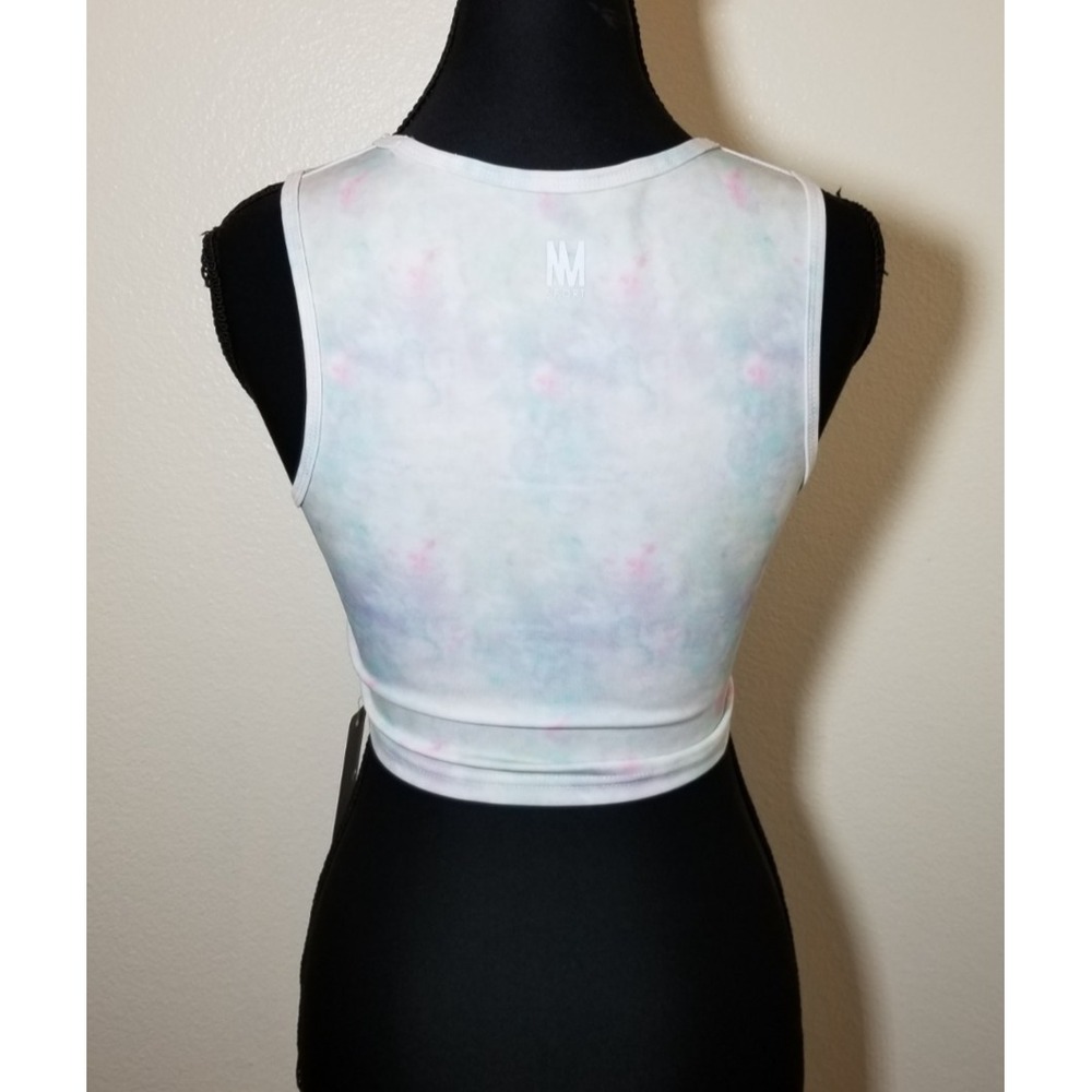 Nicole Miller Sports Bra Crop Tank Top Pastel Tie Dye Active Athletic Lounge NWT - Picture 3 of 9